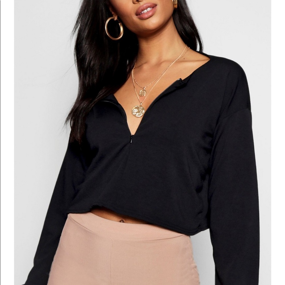 Zip Front Lightweight Crop Sweater